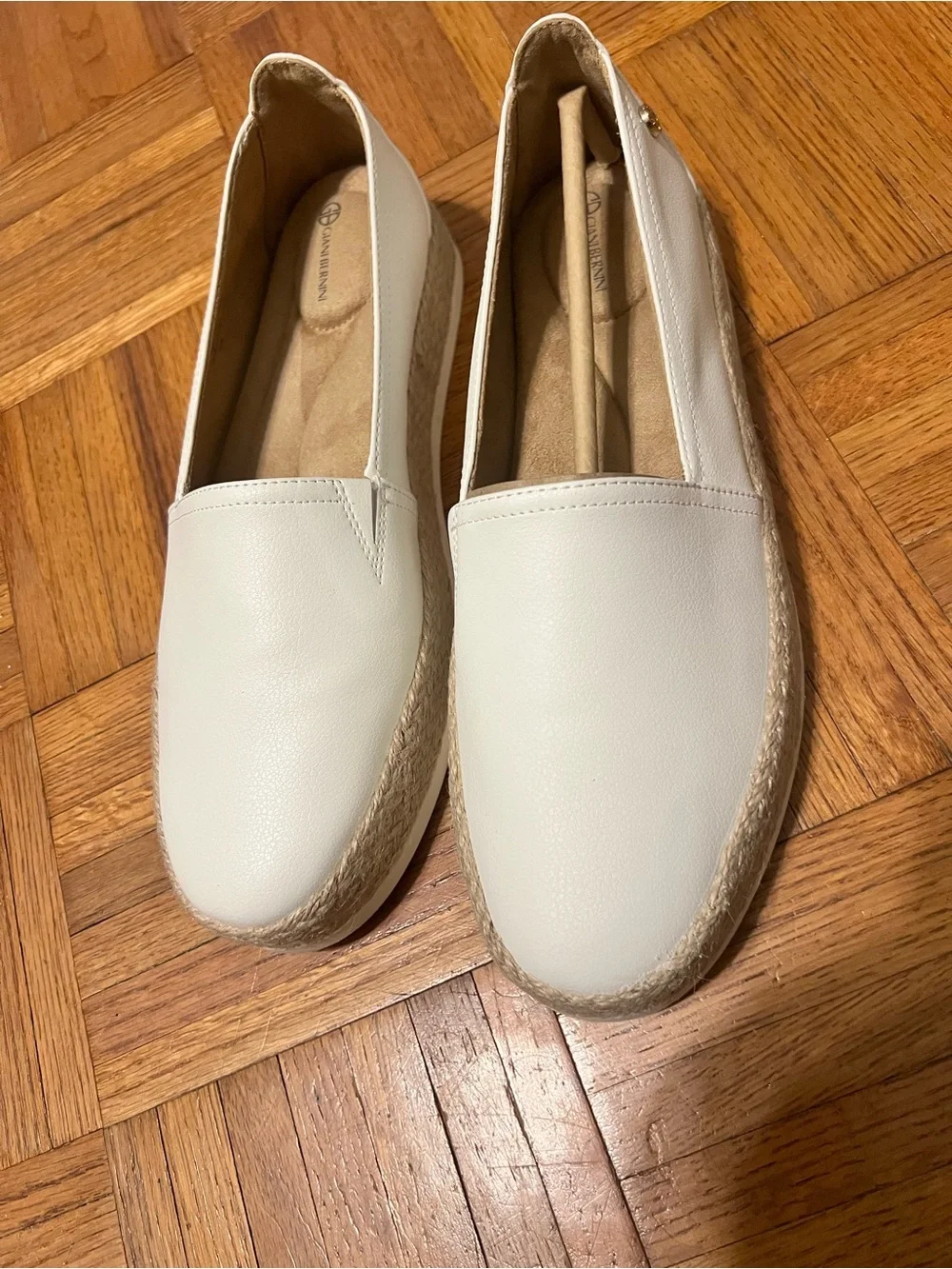 Giani Bernini ‘Archer’ White Espadrille Slip-On Platform Loafers Size 10.5